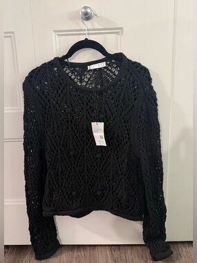 NEW Black crochet sweater